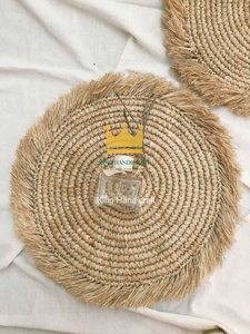 Salvamantel Ecológico de Pasto Marino Hecho a Mano, Redondo, Tejido, con Flecos, para Decoración de Cocina Rústica - Product Image 3