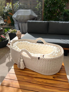 Handmade Carrying <strong>Moses</strong> <strong>Basket</strong> Cradle Baby Shower Gift Diaper Changing <strong>Basket</strong> <strong>Set</strong> - Product Image 5