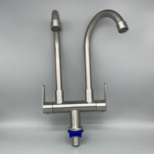 Hiện đại nóng 304 thép không gỉ chải vòi 360 độ xoay bồn rửa vòi nước đơn nước lạnh đôi xử lý Vòi Nước Nhà Bếp - Product Image 1