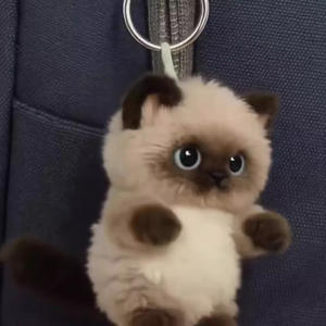 Заводская изготовленная на заказ PP Хлопок Мягкие игрушки животные пушистый сиамский Кот плюшевый брелок сумка кулон аксессуары Шарм кукла - Product Image 2