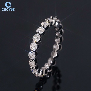 Anillo de Moissanita con Corte Brillante, Plata de Ley 925, Joyería Hip Hop, Anillo de Eternidad con Diamantes de Moissanita para Boda - Product Image 1