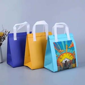 Sacs alimentaires personnalisés en tissu non tissé avec poignée, autocollant de scellage, motif lettres, capacité 15L, isolation pour aliments chauds/froids - Product Image 1