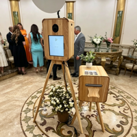Kiosque photo instantané d'extérieur à écran tactile, stand de mariage rétro portable, photomaton vintage en bois pour appareil photo reflex numérique