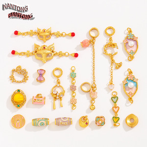 NANTONG Perles, pendentifs, pampilles et entretoises en cuivre plaqué or 18 carats, style chinois, pour la création de bijoux DIY - Product Image 1