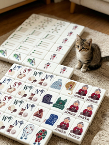 Bolas de Hilo Crema Premium con Diseño Divertido, Fichas de Mahjong Americanas con Forma de Gato, para Reuniones Sociales Profesionales, Regalo de Cumpleaños para Abuela - Product Image 4