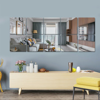 Rouleau d'autocollants muraux en miroir acrylique PET auto-adhésif en gros, feuilles de miroir souples et flexibles, autocollant