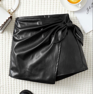 <span class=keywords><strong>Mini</strong></span>-jupes en cuir nouées pour jeunes filles, noires, métallisées, décontractées, pour l'été, pour enfants, couleurs et styles personnalisés - Product Image 6