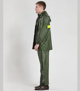 PVC Regenanzüge für Herren klassische Regenbekleidung wasserdichte Regenmäntel mit Kapuze Herren Regenkleidung Angeln