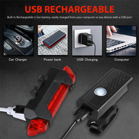 Lampu Sepeda Set Promo Panas, Lampu LED USB Rechargeable untuk Bersepeda Malam, Bahan ABS Tahan Air IPX4