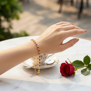 กำไลข้อมือหินทับทิม CZ ทรงสี่เหลี่ยมสร้อยข้อมือเทนนิสทำจาก925ของตุรกีเครื่องประดับชั้นดีทำจากเงินสเตอร์ลิง - Product Image 3