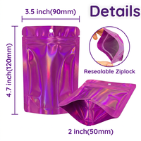 Sachets Mylar 3,5g personnalisés avec logo imprimé, refermables, anti-odeur pour enfants, avec découpe holographique double face