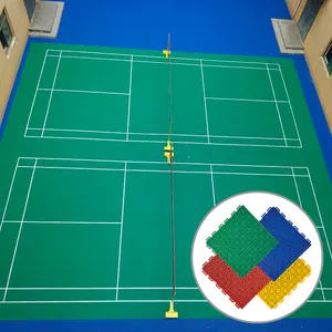 Ladrilhos de quadra de badminton interlock piso de plástico portátil montagem modular
