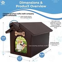 Urne funéraire en bois pour animaux de compagnie en forme de petite maison avec cadre photo, crochet pour médaille d'identification et couvercle de cercueil