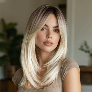 วิกผมสั้นตรงสีทองไล่เฉดแบบสังเคราะห์ทนความร้อน รุ่น SM316 ของบ็อบ ไลท์ โกลด์ แกรเดียนท์ จากโรงงานใหม่ ปี 2026 พร้อมหน้าม้า - Product Image 6