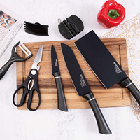 Ensemble de couteaux de cuisine en acier inoxydable 7 pièces, revêtement antiadhésif, logo laser, emballage cadeau, pour usage en cuisine, vente chaude