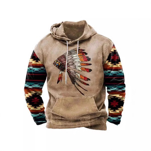 Xmas Men's Hooded Fleece Winter Street Trend <strong>Viking</strong> Mythology Digital Deer Print Loose Fit 240g Anti-shrink <strong>Hoodie</strong> - Product Image 1