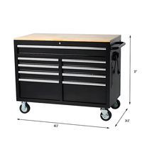 Armoire à outils en acier robuste avec dessus en bois, chariot à outils mobile verrouillable, OEM/ODM personnalisable pour la réparation automobile