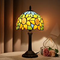 Lampe de table style tournesol vintage, corps en résine, alimentation secteur, lumière décorative de nuit pour chambre à coucher et salle à manger