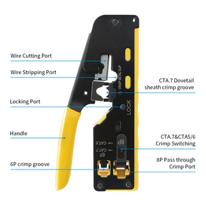 Pinza Crimpatrice Multifunzione di Alta Qualità per Cavi CAT5e/6/7, Strumento per Connettori RJ45 8P6P, Attrezzo per Crimpatura di <span class=keywords><strong>Rete</strong></span> - Product Image 5