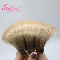 Extensions de cheveux humains vierges Remy, 100% double tirage, trame plate cousue à la main, trame machine Genius, vente en gros d'usine