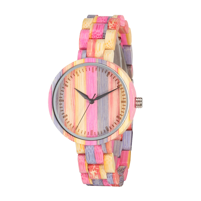 Luxury Women's Quartz Digital Watch Small Batch Customized Logo Colorful Wooden Design Business Fashion Charm 16mm Band