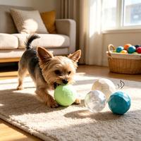 Grande balle pour chien en TPR à facettes, jouet à mâcher résistant aux morsures avec sonnette, balle interactive douce pour animaux de compagnie
