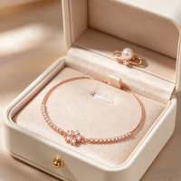 Feines 925 Silber Roségold-Plattiertes Armband mit Kubischem Zirkonia Modisches Design für Damen Party & Geschenk Stil