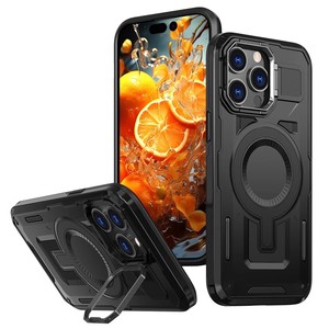 <span class=keywords><strong>Coque</strong></span> de protection magnétique antichoc 5-en-1 pour <span class=keywords><strong>iPhone</strong></span> 16 Pro Max avec support de téléphone et support d'objectif, design professionnel - Product Image 3