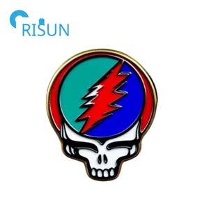 Fabricación personalizada Metal Grateful Dead Hat Pins Broche Roba tu cara Logo Solapa Pin Grateful Dead <span class=keywords><strong>Bolt</strong></span> Logo Pins Insignias - Product Image 2