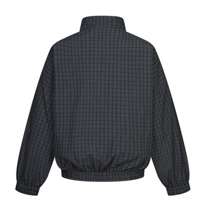 Veste à double fermeture éclair en coton à carreaux rétro de haute qualité, coupe ample, style streetwear, vente en gros personnalisée pour hommes - Product Image 2