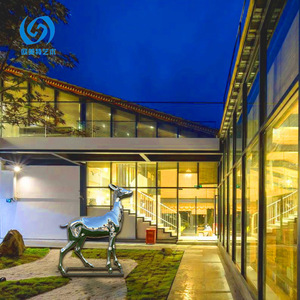 Stainless Steel Deer Sculpture Mirror Finish Outdoor Garden Decoration Figure Floor Mount - Product Image 2