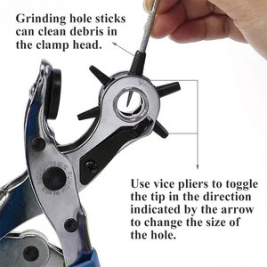 Vente chaude Kit de rivets à pression en acier réglables de qualité DIY, <span class=keywords><strong>pince</strong></span> à perforer pour cuir, pour ceintures, vêtements, trous, vente en gros - Product Image 5