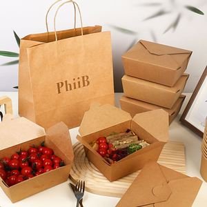 Bol à salade en papier kraft jetable, vente en gros de bols à déjeuner ronds en papier avec couvercles transparents - Product Image 2