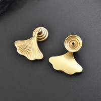 Poignée de tiroir décorative JAYA en forme de feuille de Ginkgo, en alliage d'aluminium, finition laiton satiné, pour armoire de cuisine, placard