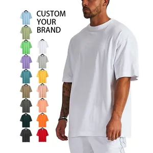 tshirt customizer Suppliers-Yüksek kaliteli gevşek moda T shirt özel % 100% pamuk Streetwear boş boy erkek T shirt