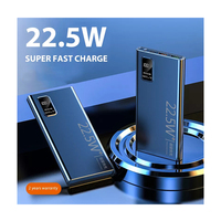 Alimentation mobile en aluminium à affichage numérique, 20000 mAh, charge rapide, batterie externe haute capacité 22.5w, vente en gros