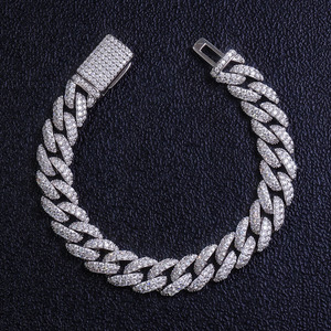 Moissanite Chain Cuban Hip Hop Style <b>Men</b> Gift Cuban Link Chain 7 8 9 Inch Width 10mm Sterling Silver Gold Plated Cuban Bracelet - Product Image 3