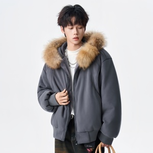 <span class=keywords><strong>Piumino</strong></span> Vintage Stile Americano con Grande Collo in Pelliccia, Cappotto con Cappuccio, Trench Goffrato Stile Montagna, Cappotto Invernale Imbottito Caldo - Product Image 1