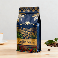 Emballage de sac de café à fond plat imprimé personnalisé de 250g 500g 1kg sac à fermeture éclair en grains de café en feuille anti-odeur avec valve pour les aliments