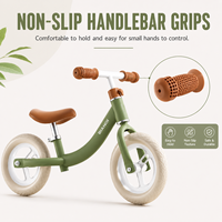 Vélo d'équilibre rétro vert menthe pour enfants, cadre en acier/alliage d'aluminium pas cher, pneus gonflables de 10 pouces, vélo d'apprentissage sans pédales, cuir