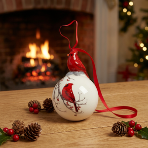 Adorno de bola de Navidad de cerámica al por mayor con Cardenal rojo - Product Image 4