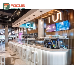 Freestanding Cafe Service Counter Black <b>Walnut</b> Finish Coffee Bag Display Area Barista Service Counter - Product Image 4