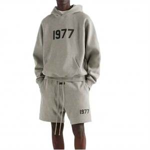 Custom French Terry Winter Casual Hoodies and <b>Sweat</b> <b>Shorts</b> Set Heavyweight Sweatsuit Blank Oversized Tracksuits for <b>Men</b> - Product Image 1