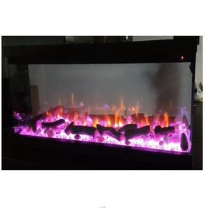 Cheminée électrique intelligente Verre à <span class=keywords><strong>3</strong></span> <span class=keywords><strong>faces</strong></span> Télécommande murale moderne Affichage LED APP/Écran tactile-Un mélange de couleurs Utilisation en intérieur - Product Image 6