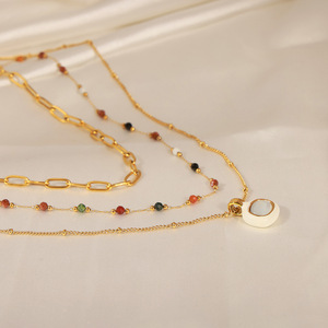 PVD 18K Gold Stainless Steel Pearl Pendant Necklace Natural Stone <b>Choker</b> | Best-Selling Classic Design | Hypoallergenic - Product Image 3
