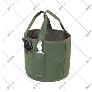 Waterproof Canvas Garden <b>Tool</b> Bucket <b>Bag</b> Grass Green Portable Storage <b>Tool</b> Organizer For Outdoor Use - Product Image 3