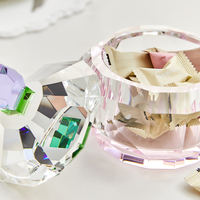 Vente directe d'usine, bocal à bonbons en verre cristal transparent, boîte à bijoux ronde en cristal pour les tables de famille de mariage