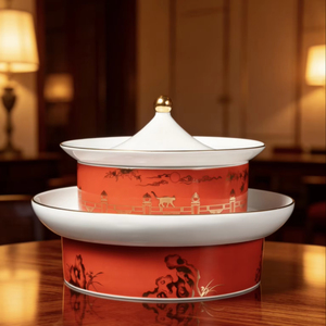 Porta Alimentos de Porcelana Premium TAO XI CHUAN, Estilo Palacio Imperial de la Ciudad Prohibida, Caja de Almuerzo de Varios Niveles para Servir Frutas - Product Image 1