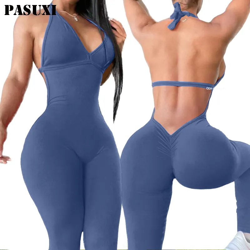 PASUXI Custom One Piece Fitness Gym Exercise Workout Wear Yoga Leggings Women's Active Wear Yoga Jumpsuit