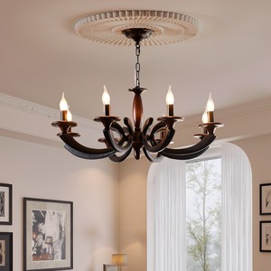 Classic French Vintage Chandelier 6-Light E26 LED Round Multi-Head Ceiling Light For Living Room And Dining Room - Product Image 4